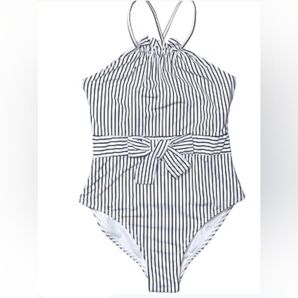 HABITUAL girl Girl's Stripe Swimsuit with Tie (Big Kids) Stripe 12 (Big Kid)